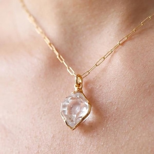 24k Gold Filled Raw Herkimer Diamond Necklace
