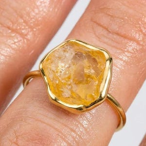 24k Gold Filled Raw Citrine Ring