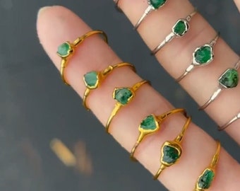 Dainty Emerald Ring - 18k Rose Gold Filled