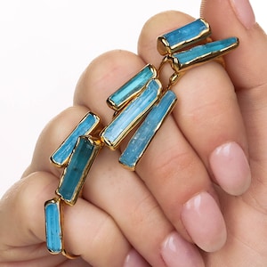 Raw Aquamarine Bar Ring - 24k Gold Filled