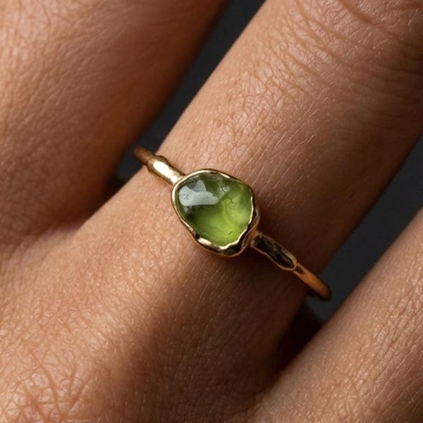 Raw Peridot Ring Mini - 24k Gold Filled