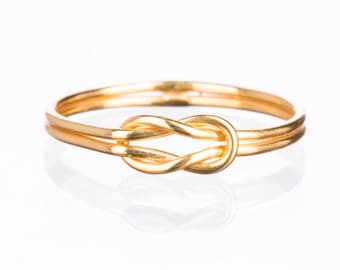 Long Double Love Knot Ring • 14k Gold Filled • Pinky Promise Purity Ring • Minimalist Dainty Jewelry • Everyday Gold Ring • Handmade