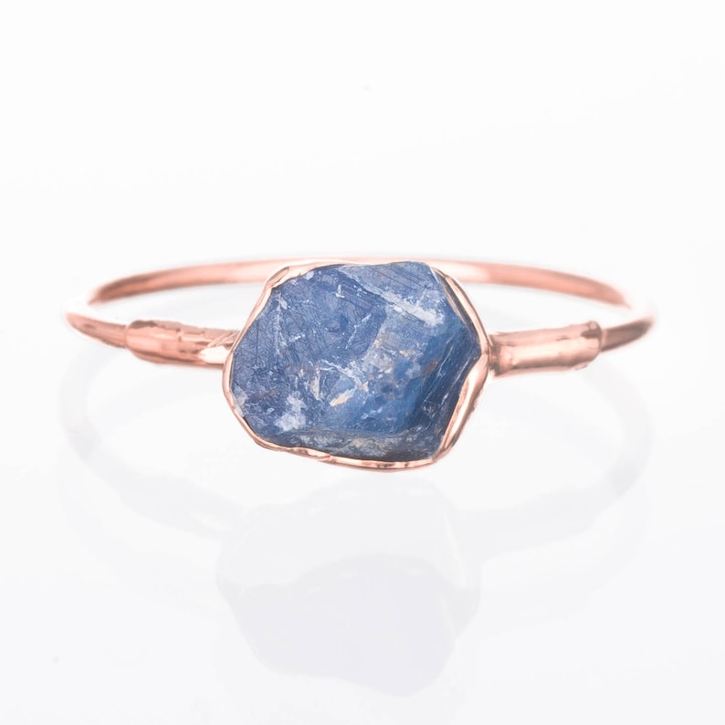 September Birthstone Ring Gold Ring Raw Sapphire Ring Raw Stone Raw Crystal Ring Delicate Ring Sapphire Engagement Ring Dainty Ring