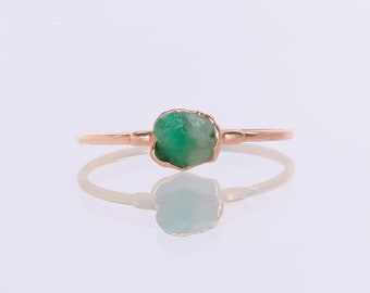 Dainty Emerald Ring, Rose Gold Stacking Ring, May Birthstone Ring, Boho Ring, Gemstone Ring, Minimalist Ring, Delicate Ring, Dainty Ring