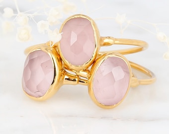 Dainty Oval Rose Quartz Ring • Gold Filled • Minimalist Handmade Jewelry • Perfect Alt Engagement Ring • Pink Fall • January Birthstone