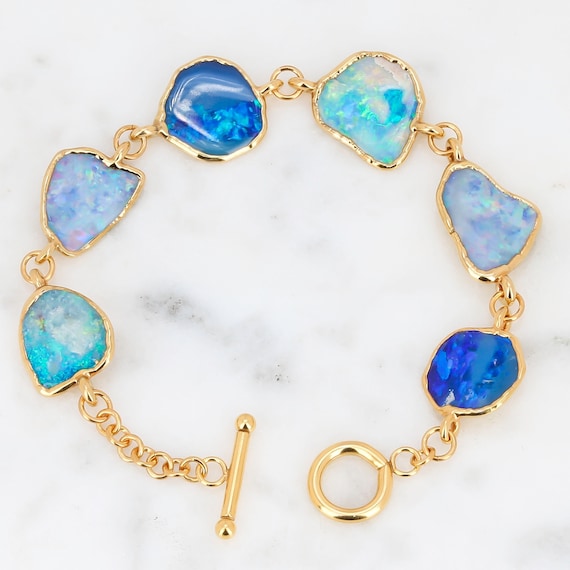 Australian Fire Opal Charm Bracelet Gold Filled Statement Jewelry October Birthstone Unique Gift for Her Handmade 24k Gold Dip Etsy Canada