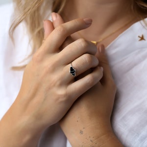 Cluster Black Tourmaline Ring for Women Witchy Raw Gemstone Jewelry Large Statement Ring Gold Geometric Crystal Ring by Ringcrush image 4
