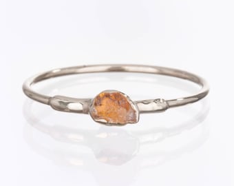 Petite Raw Citrine Ring by Ringcrush • Whimsigoth Aesthetic Ring • Sterling Silver • Scorpio November Birthstone • Stackable Fall Jewelry