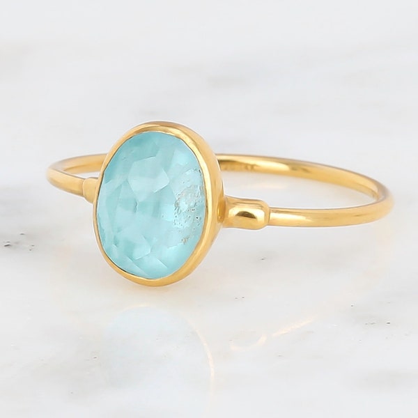 Oval Aquamarine Ring • Fall Jewelry • Perfect Statement or Purity Ring • March Birthstone • 14k Gold Filled • Turquoise Color • Ringcrush