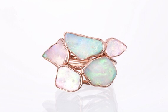 Raw Opal Handmade Unisex Sterling 925 Ring Rough Opal RingSize 8 12