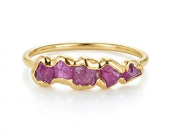 Raw Ruby 24k Gold Filled - July Birthstone Ring