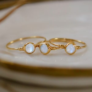 Dainty Rainbow Moonstone Ring • Gold Fill • Goth Witchy Ring • Fall Jewelry for Halloween • Zodiac Sign Gift • Gemini • June Birthstone