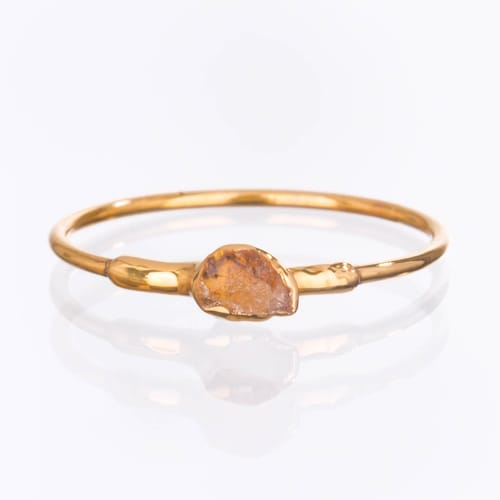 Dainty Raw Citrine Ring - 24k Gold Filled