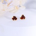Raw Garnet Cluster Earrings • 24k Gold Filled Studs, Red January Birthstone