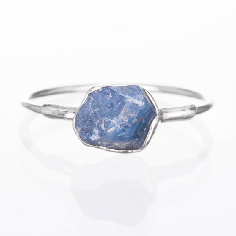 September Birthstone Ring Gold Ring Raw Sapphire Ring Raw Stone Raw Crystal Ring Delicate Ring Sapphire Engagement Ring Dainty Ring