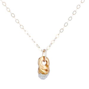 Raw Diamond Necklace • April Birthstone • Cute Fall Jewelry • Dainty Raw Gemstone Pendant • Whimsigoth • 24k Dip • Handmade