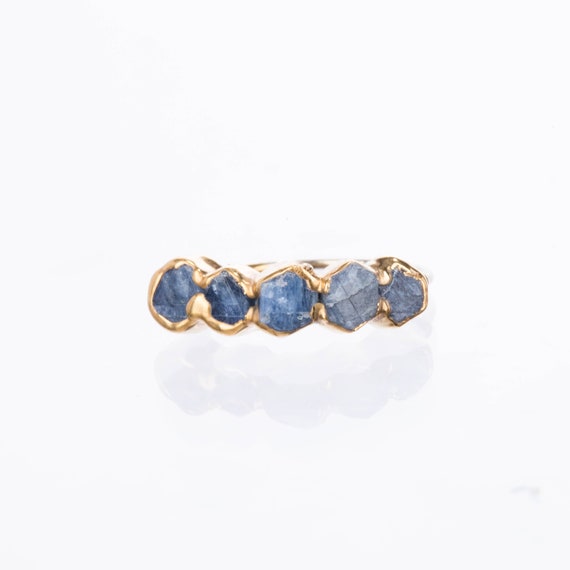 September Birthstone Ring Gold Ring Raw Sapphire Ring Raw Stone Raw Crystal Ring Delicate Ring Sapphire Engagement Ring Dainty Ring