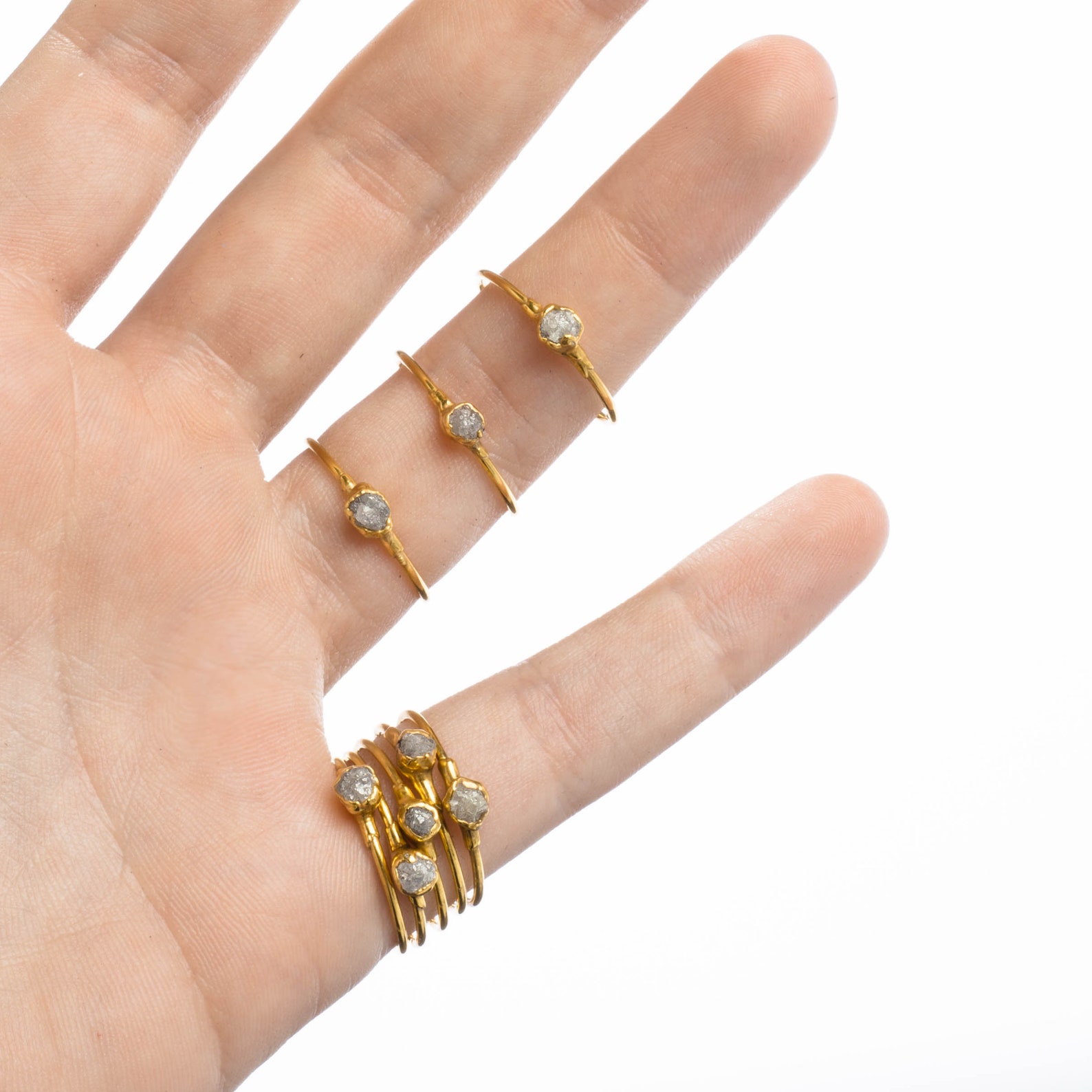 Raw Diamond Ring for Women Gold Ring Delicate Raw Stone Etsy