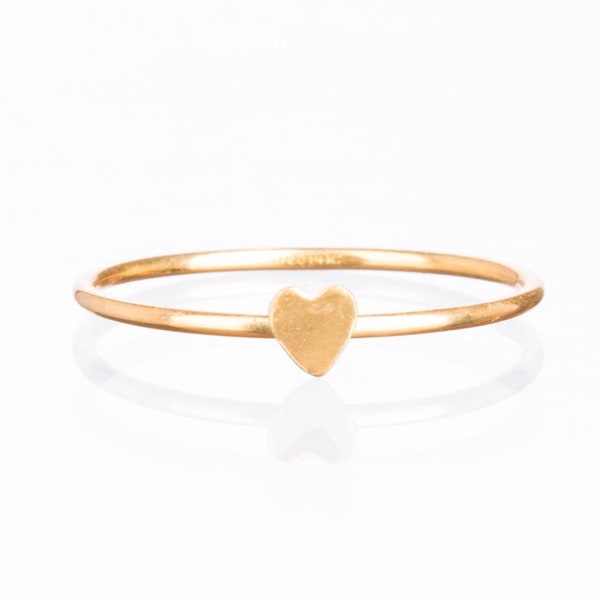 Dainty Heart Ring •  Valentines Day Gift for Her • Purity Promise Ring • 14k Gold Filled • Thin and Tiny Stackable Rings • Minimalist Style