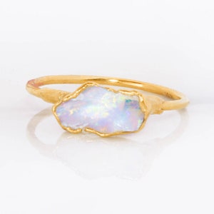 Raw Opal Ring • Gold Fill Rings for Women • Genuine Gemstone Jewelry • Handmade Crystal Rings • October Birthstone • 24k Dip • by Ringcrush