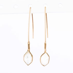 Edgy Raw Herkimer Diamond Earrings • Unique Gemstone Jewelry • Gold Filled • Real Clear Crystal Points • Minimalist Fall Jewelry • 24k