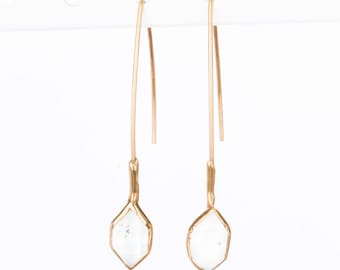 Herkimer Diamond Dangle Earrings - 24k Gold Filled
