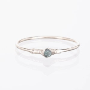 Raw Blue Diamond Ring • Sterling Silver • Tiny Diamond Ring • April Birthstone • Dainty Thin MInimalist Jewelry •  LAST CALL! • Handmade