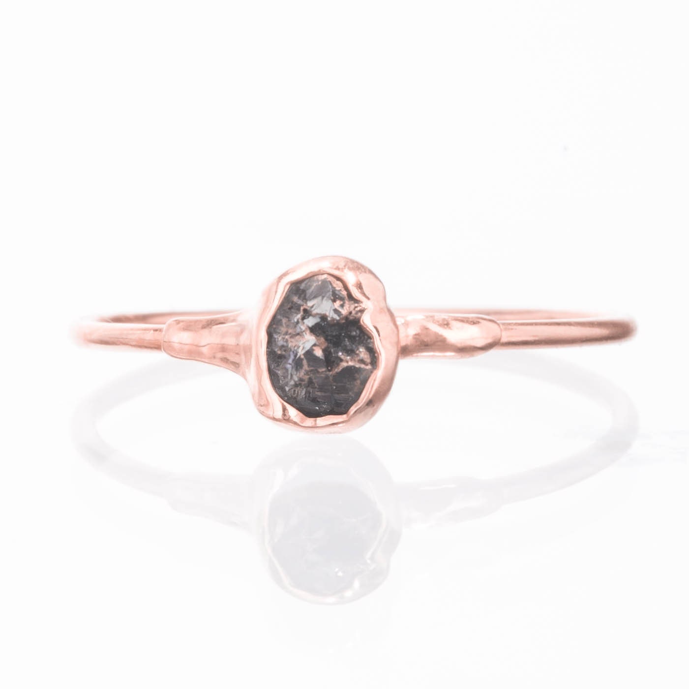 Rose Gold Size 6 Stackable Raw Black Diamond Ring