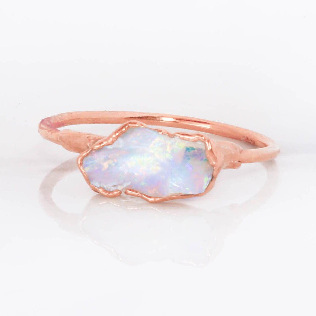 Rose Gold Opal Ring Gemstone Ring Opal Engagement Ring Raw | Etsy