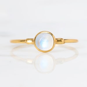 Dainty Moonstone Ring • Gold Fill • Witchy Fall Jewelry • Rainbow Moonstone • Cottage Core Jewelry • June Birthstone • Gemini & Cancer Gift