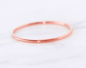 Thin Rose Gold Stacking Ring • 14k Rose Gold Fill • Dainty Wedding Band • Minimalist Pinky Ring • Everyday Ring • Pink Gold Jewelry