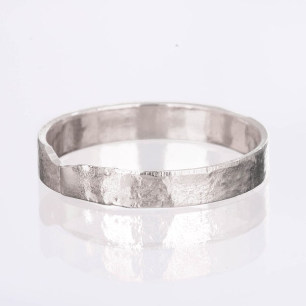 3mm Textured Sterling Silver Band • Unique Rustic Mens Wedding Band • Edgy Cool Goth Aesthetic • Handmade Jewelry • Handmade