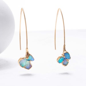 Edgy Mini Raw Opal Earrings, Dangle Earrings, Australian Opal Jewelry, Birthstone Drop Earrings, Raw Stone Earrings, Weird Earrings