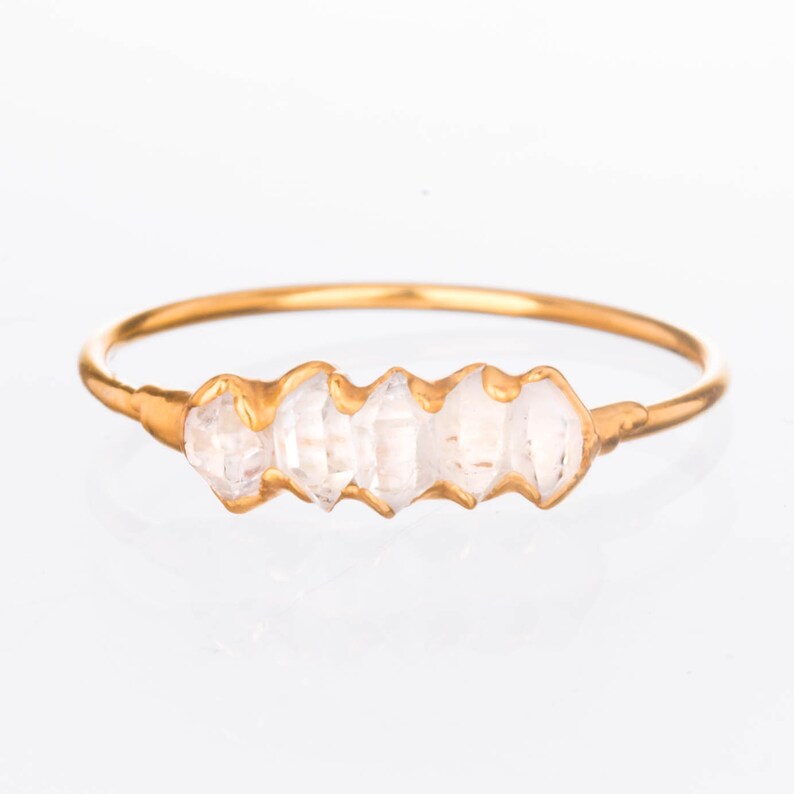 Eternity Ring Multi Stone Ring Rough Crystal Ring April Birthstone Ring Boho Ring Rose Gold Herkimer Diamond Ring Dainty Crystal Ring