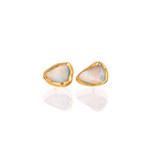 Mini Opal Earrings Genuine Black Australian Fire Opal Studs October Birthstone Perfect Boho Cartilage Earring Handmade by Ringcrush image 4