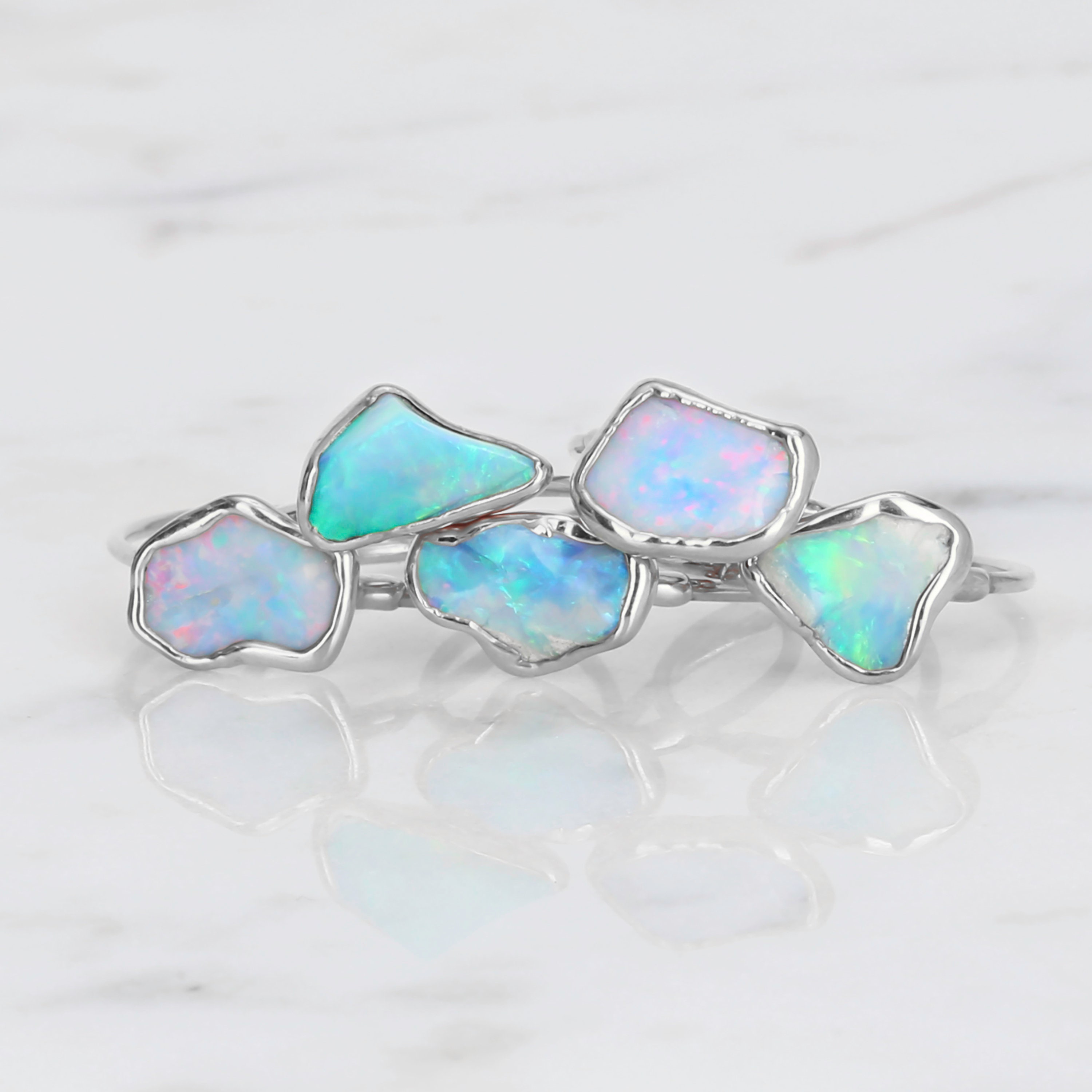 Raw Opal Stud Earrings - Uniquelan Jewelry