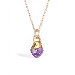 Raw Amethyst Necklace • Gold Filled Chain • February Birthstone • Aquarius • Witchy Fall Crystal Jewelry • Handmade Jewelry • Whimsigoth