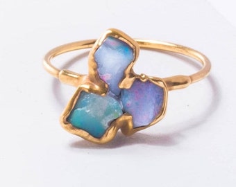 Wildflower Raw Opal Cluster Ring • Gold Filled • Unique Nature Inspired Ring • Birth Month Flower • January Birthstone • Handmade Jewelry