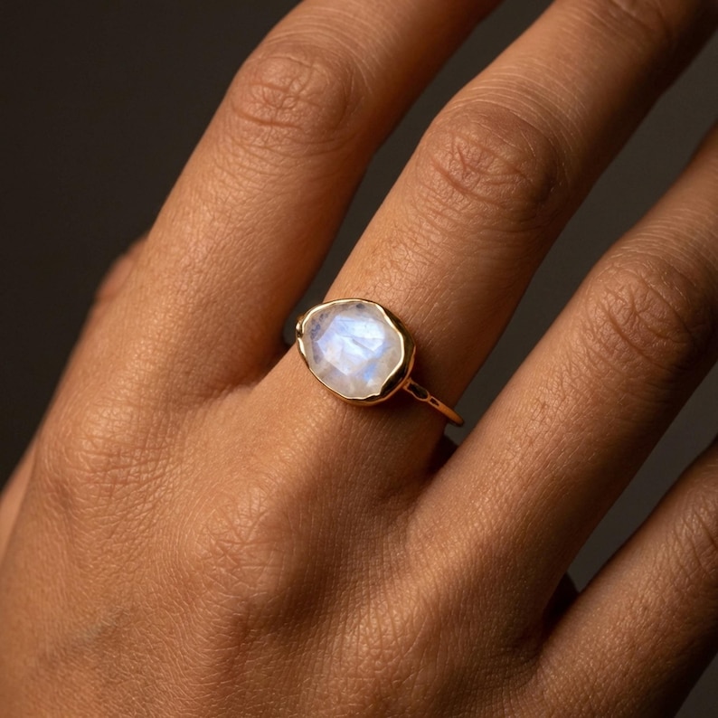 Rainbow Moonstone Ring - 24k Gold Filled image 15
