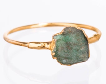 Rohsmaragdring – 24 Karat Gold gefüllt