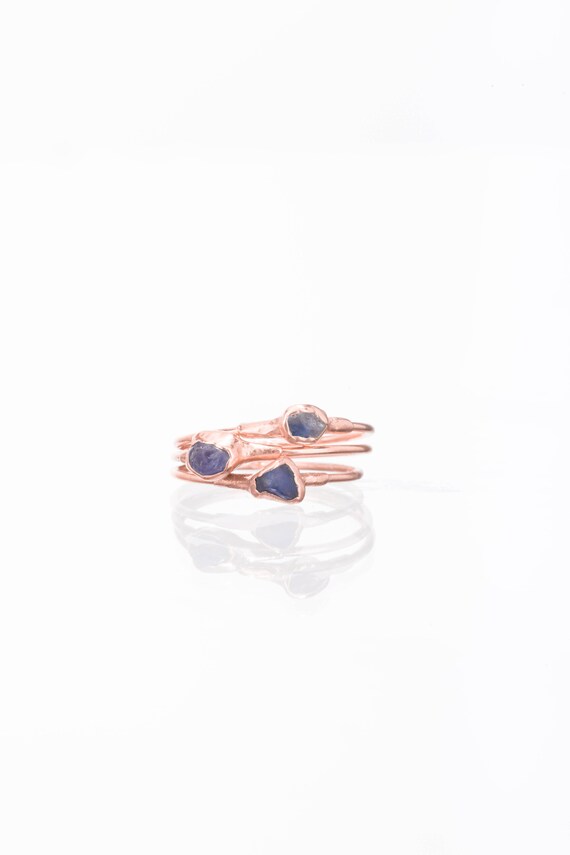 September Birthstone Ring Gold Ring Raw Sapphire Ring Raw Stone Raw Crystal Ring Delicate Ring Sapphire Engagement Ring Dainty Ring