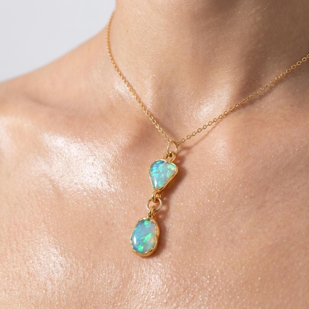 Raw Opal Pendant Necklace - 24k Gold Filled