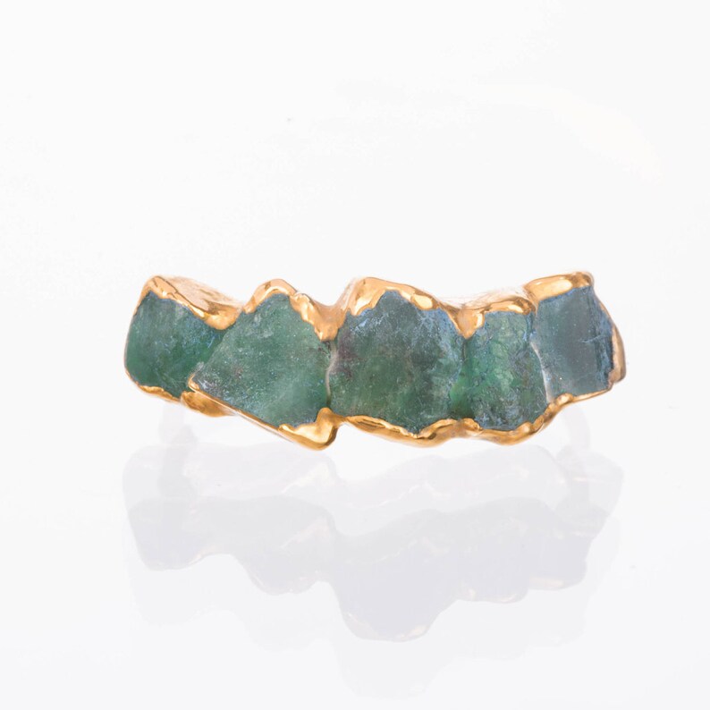 Emerald Eternity Ring Gold Ring Raw Emerald Ring Emerald - Etsy