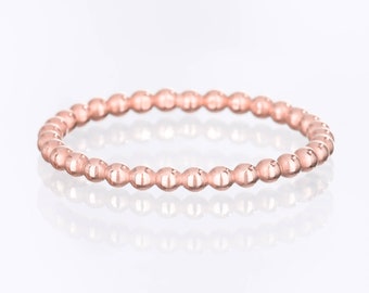 Dotted Stacking Ring • Rose Gold • Textured Band • Unique Wedding Ring • Pink Ring • Beaded Ring • Cottage Core Blush Jewelry • Ringcrush