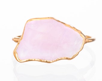 Rough Rose Quartz Ring • Gold Filled • Perfect Bridesmaid Gift • January Birthstone • Chunky Large Gemstone Statement Jewelry • LAST CALL!