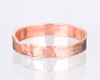 Rose Gold Band • 3mm Textured Wedding Ring • Pink Ring • Unique Rustic Hammered Look • Fall Jewelry • Cottage Core • Ringcrush • Handmade