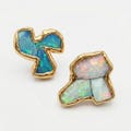 Mismatched Raw Opal Cluster Earrings - 24k Gold Filled