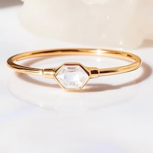 Dainty Herkimer Diamond Ring for Women • Gold Filled • Real Clear Crystal Points • Minimalist Fall Jewelry • Perfect Engagement Ring