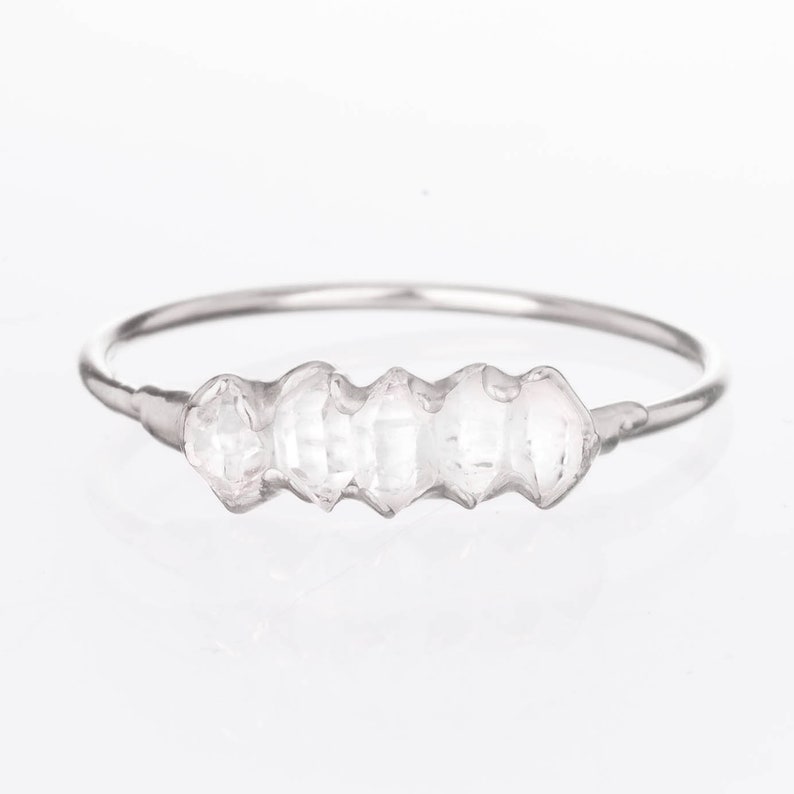Eternity Ring Multi Stone Ring Rough Crystal Ring April Birthstone Ring Boho Ring Rose Gold Herkimer Diamond Ring Dainty Crystal Ring