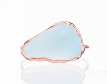 Raw Blue Topaz Ring - Rose Gold Filled